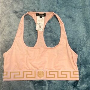 Versace Light Pink Sports Bra with Gold Accents
